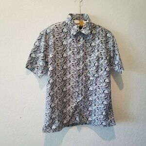 TS Casual Mens Medium Wrinkle Resistant Short Sleeve Button Up Paisley Shirt